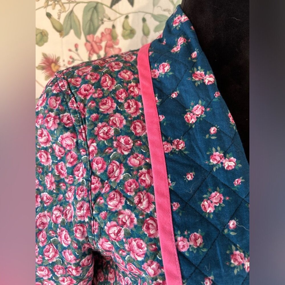 Floral Quilted Jacket with Pink Trim - Picture 2 of 3
